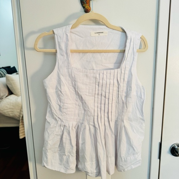 COMMENSE pintuck white peplum top - Picture 2 of 5